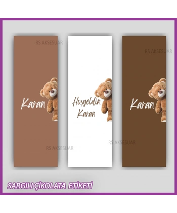 10 adet Sargılı Bebek Çikolata İsim Etiketi - Yapışkanlı Sticker -CE156