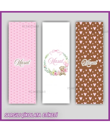 10 adet Sargılı Bebek Çikolata İsim Etiketi - Yapışkanlı Sticker -CE176