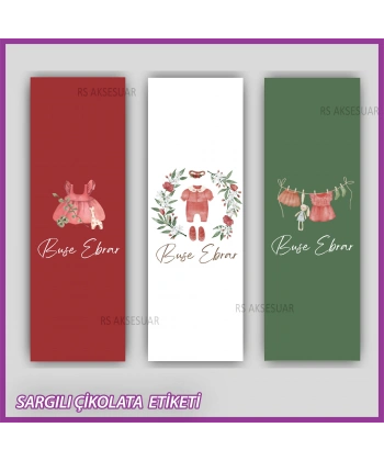 10 adet Sargılı Bebek Çikolata İsim Etiketi - Yapışkanlı Sticker -CE178