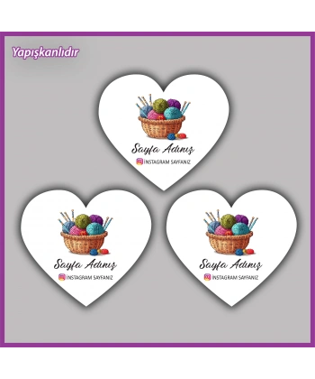 30 adet - 5 cm Kişiye Özel Logolu Kalp Etiket - BS020