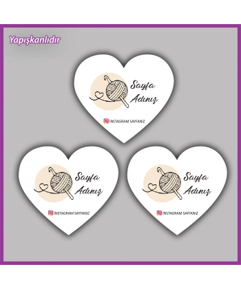 30 adet - 5 cm Kişiye Özel Logolu Kalp Etiket - BS030