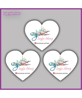 30 adet - 5 cm Kişiye Özel Logolu Kalp Etiket - BS040