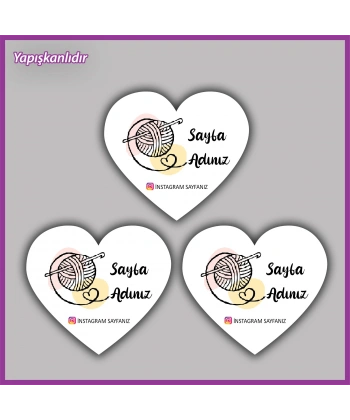 30 adet - 5 cm Kişiye Özel Logolu Kalp Etiket - BS050