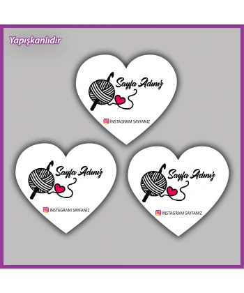 30 adet - 5 cm Kişiye Özel Logolu Kalp Etiket - BS070