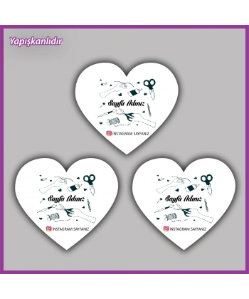 30 adet - 5 cm Kişiye Özel Logolu Kalp Etiket - BS080