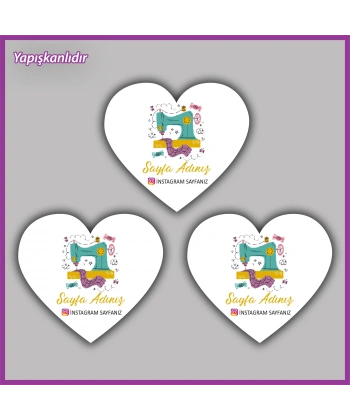 30 adet - 5 cm Kişiye Özel Logolu Kalp Etiket - BS090