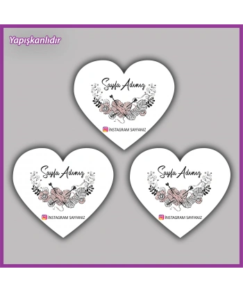 30 adet - 5 cm Kişiye Özel Logolu Kalp Etiket - BS100