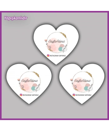30 adet - 5 cm Kişiye Özel Logolu Kalp Etiket - BS110