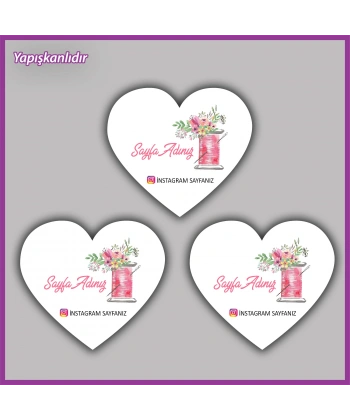 30 adet - 5 cm Kişiye Özel Logolu Kalp Etiket - BS120