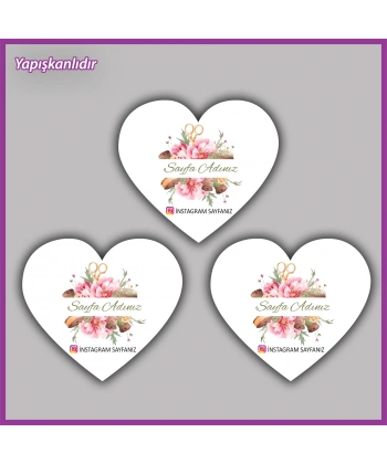 30 adet - 5 cm Kişiye Özel Logolu Kalp Etiket - BS130