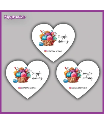 30 adet - 5 cm Kişiye Özel Logolu Kalp Etiket - BS140