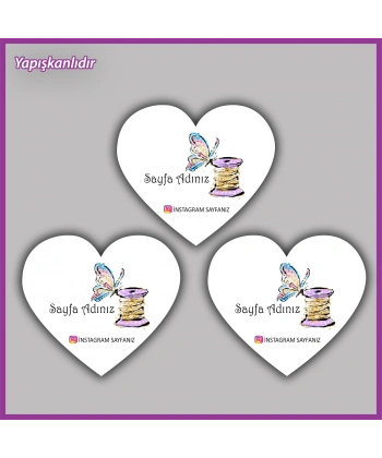 30 adet - 5 cm Kişiye Özel Logolu Kalp Etiket - BS150