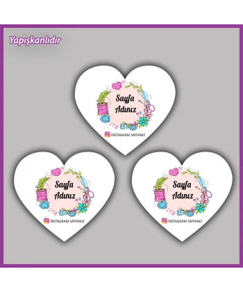 30 adet - 5 cm Kişiye Özel Logolu Kalp Etiket - BS170