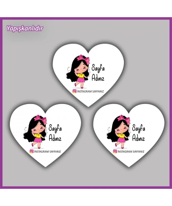 30 adet - 5 cm Kişiye Özel Logolu Kalp Etiket - BS180