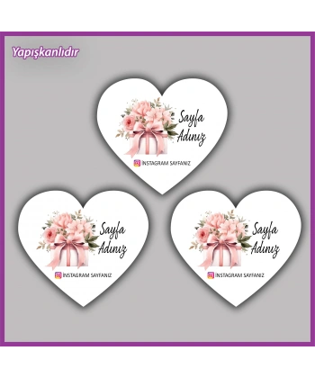 30 adet - 5 cm Kişiye Özel Logolu Kalp Etiket - BS190