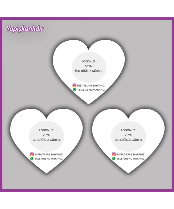 30 adet - 5 cm Kişiye Özel Logolu Kalp Etiket - BS208