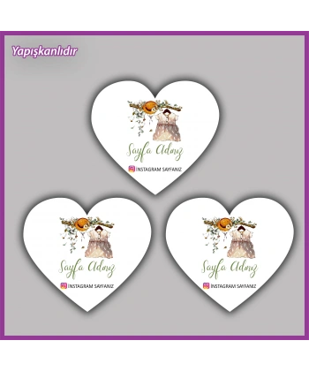 30 adet - 5 cm Kişiye Özel Logolu Kalp Etiket - BS010