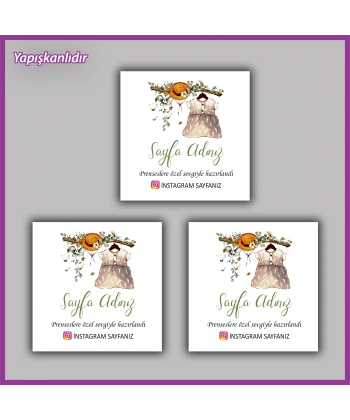 30 adet - 5 cm Kişiye Özel Logolu Kare Etiket - BS009