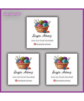 30 adet - 5 cm Kişiye Özel Logolu Kare Etiket - BS019