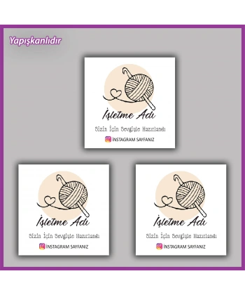 30 adet - 5 cm Kişiye Özel Logolu Kare Etiket - BS029