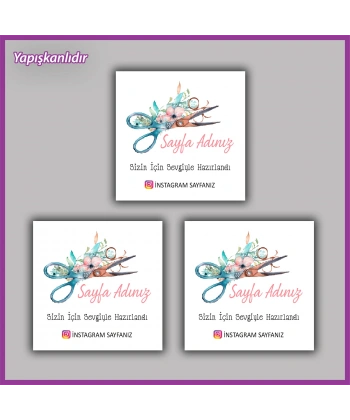 30 adet - 5 cm Kişiye Özel Logolu Kare Etiket - BS039