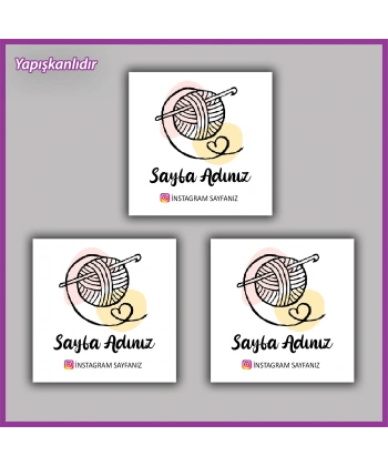 30 adet - 5 cm Kişiye Özel Logolu Kare Etiket - BS049