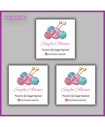 30 adet - 5 cm Kişiye Özel Logolu Kare Etiket - BS059