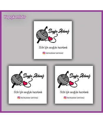 30 adet - 5 cm Kişiye Özel Logolu Kare Etiket - BS069