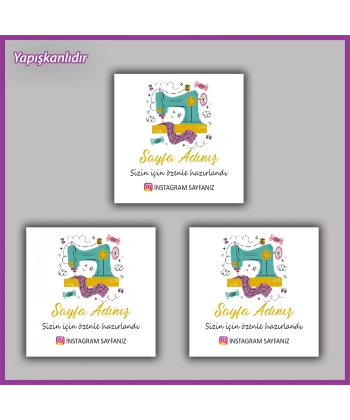 30 adet - 5 cm Kişiye Özel Logolu Kare Etiket - BS089