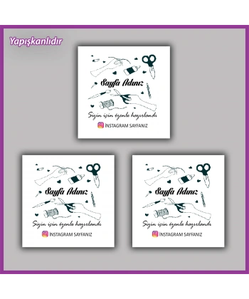 30 adet - 5 cm Kişiye Özel Logolu Kare Etiket - BS079