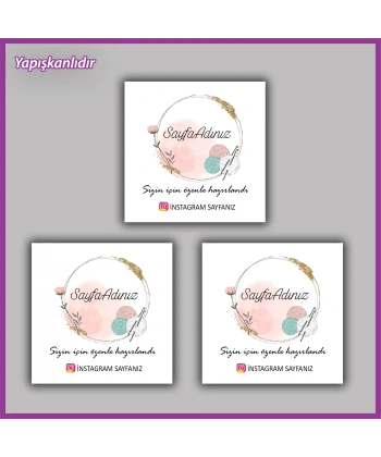 30 adet - 5 cm Kişiye Özel Logolu Kare Etiket - BS109