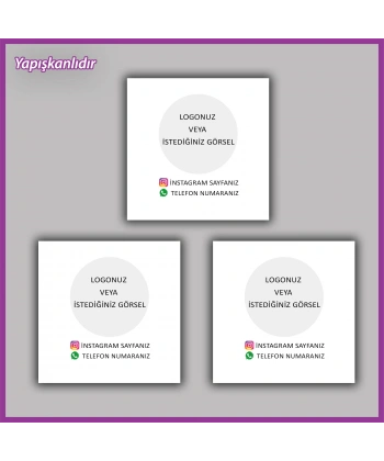 30 adet - 5 cm Kişiye Özel Logolu Kare Etiket - BS209