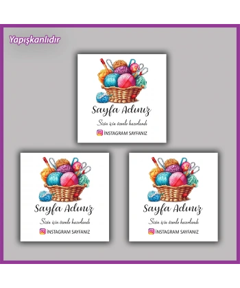 30 adet - 5 cm Kişiye Özel Logolu Kare Etiket - BS139