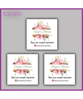 30 adet - 5 cm Kişiye Özel Logolu Kare Etiket - BS129