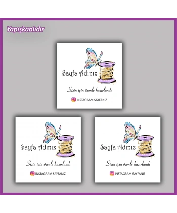 30 adet - 5 cm Kişiye Özel Logolu Kare Etiket - BS149