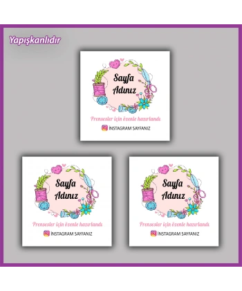 30 adet - 5 cm Kişiye Özel Logolu Kare Etiket - BS169