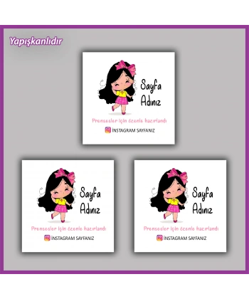 30 adet - 5 cm Kişiye Özel Logolu Kare Etiket - BS179