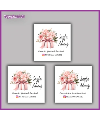 30 adet - 5 cm Kişiye Özel Logolu Kare Etiket - BS189