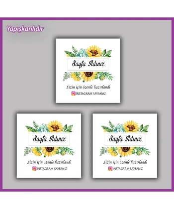 30 adet - 5 cm Kişiye Özel Logolu Kare Etiket - BS199