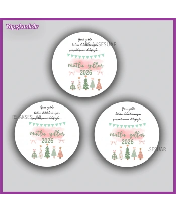 15 adet 5 cm Yılbaşı Etiketi
