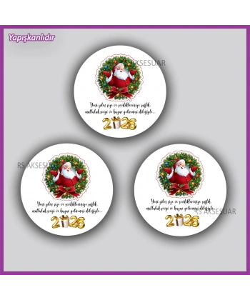 15 adet 5 cm Yılbaşı Etiketi