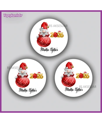 15 adet 5 cm Yılbaşı - Yeni Yıl Etiketi