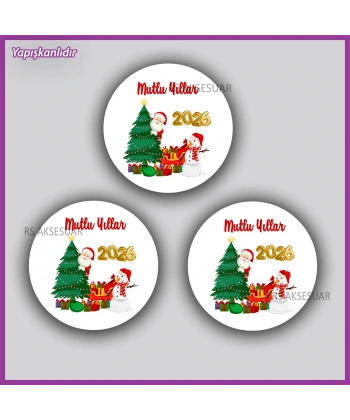 15 adet 5 cm Yılbaşı - Yeni Yıl Etiketi