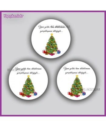 15 adet 5 cm Yılbaşı - Yeni Yıl Etiketi