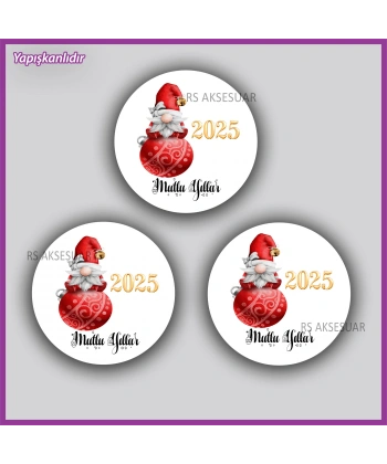 15 adet 5 cm Yılbaşı - Yeni Yıl Etiketi