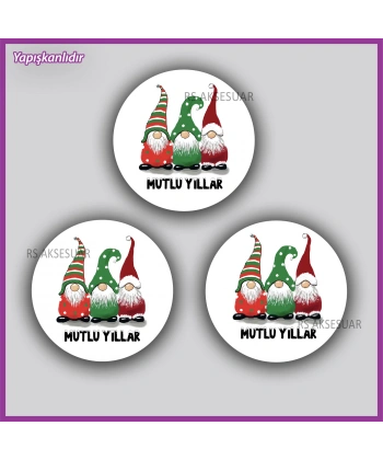 15 adet 5 cm Yılbaşı - Yeni Yıl Etiketi