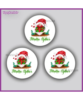 15 adet 5 cm Yılbaşı - Yeni Yıl Etiketi