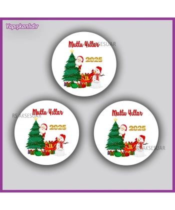 15 adet 5 cm Yılbaşı - Yeni Yıl Etiketi