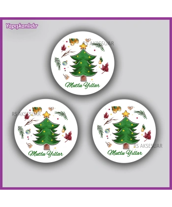 15 adet 5 cm Yılbaşı - Yeni Yıl Etiketi