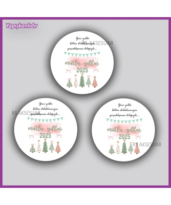 15 adet 5 cm Yılbaşı Etiketi